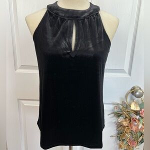 Catherine Malandrino Black Velvet Keyhole Luxe Top Size S Sleeveless